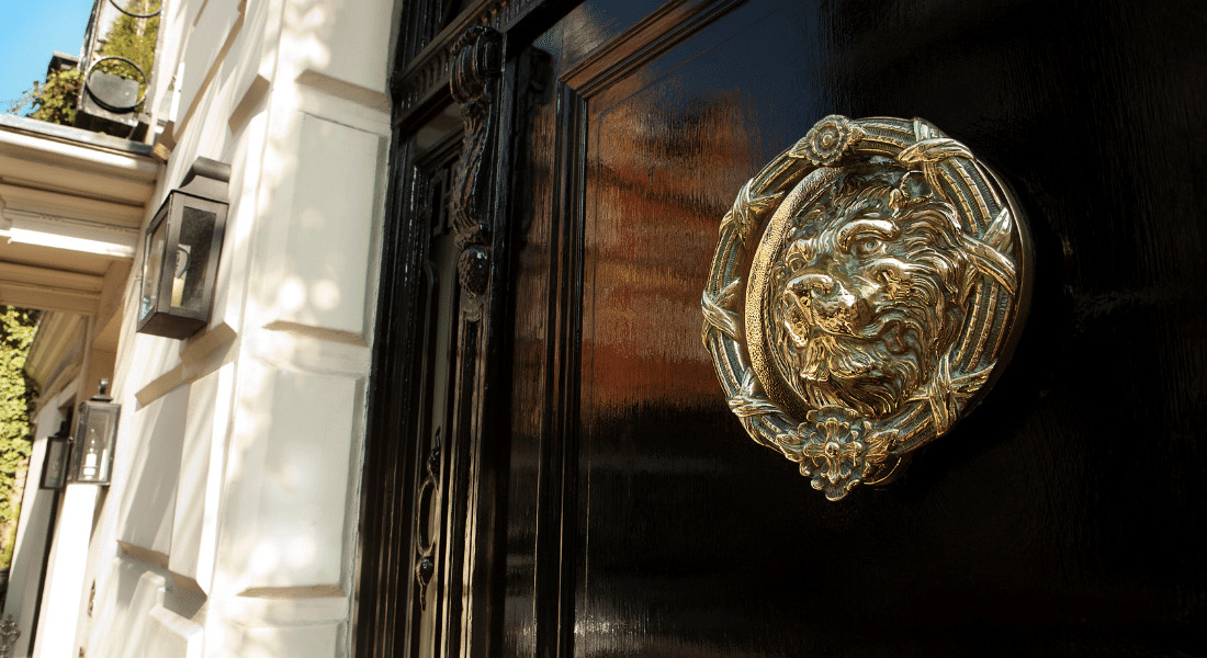 Door of luxury property in Mayfair